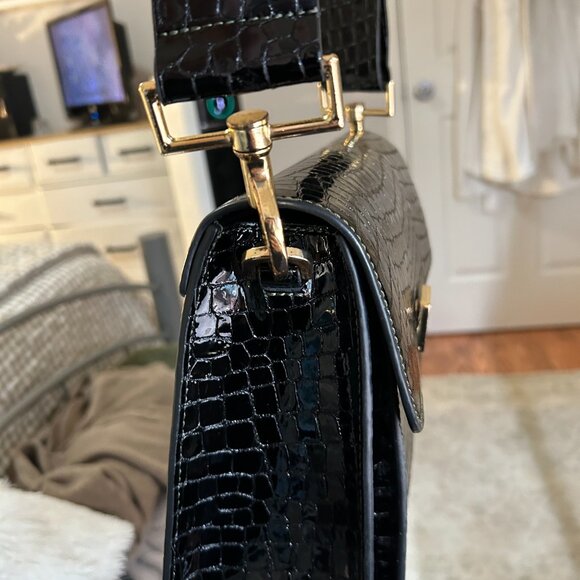 Anine Bing - Felix Black Croc Leather Bag - Picture 10 of 12